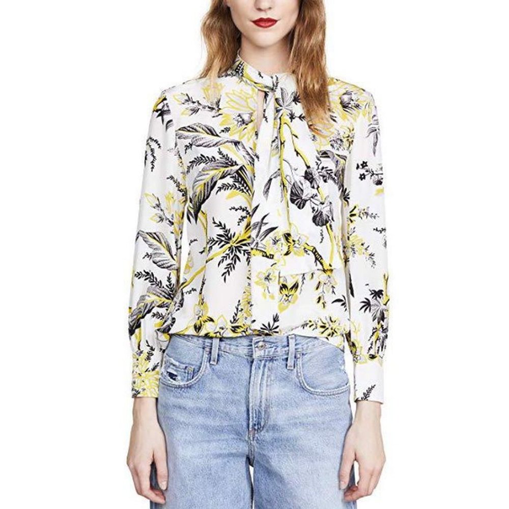 Diane von Furstenberg Floral Bow Blouse